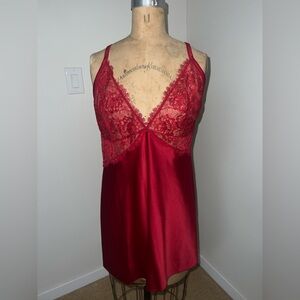 City Chic Crimson Lace-Trim Satin Chemise